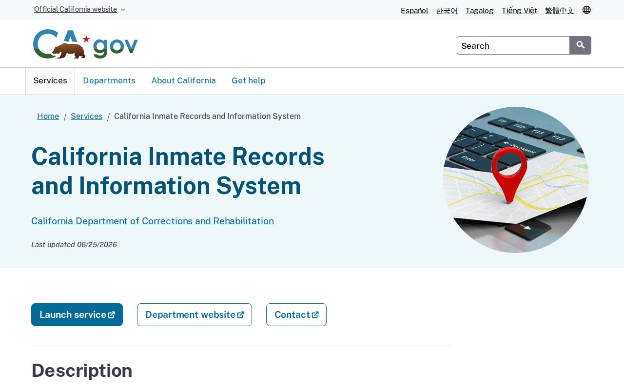 California CIRIS service information for Alameda County released inmates and CDCR records